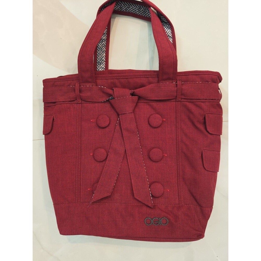 Burgundy OGIO Insulated Cloth Computer Tote bag Multi pockets Button Design